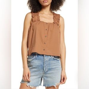 Ruffle Strap Cotton Tank Top